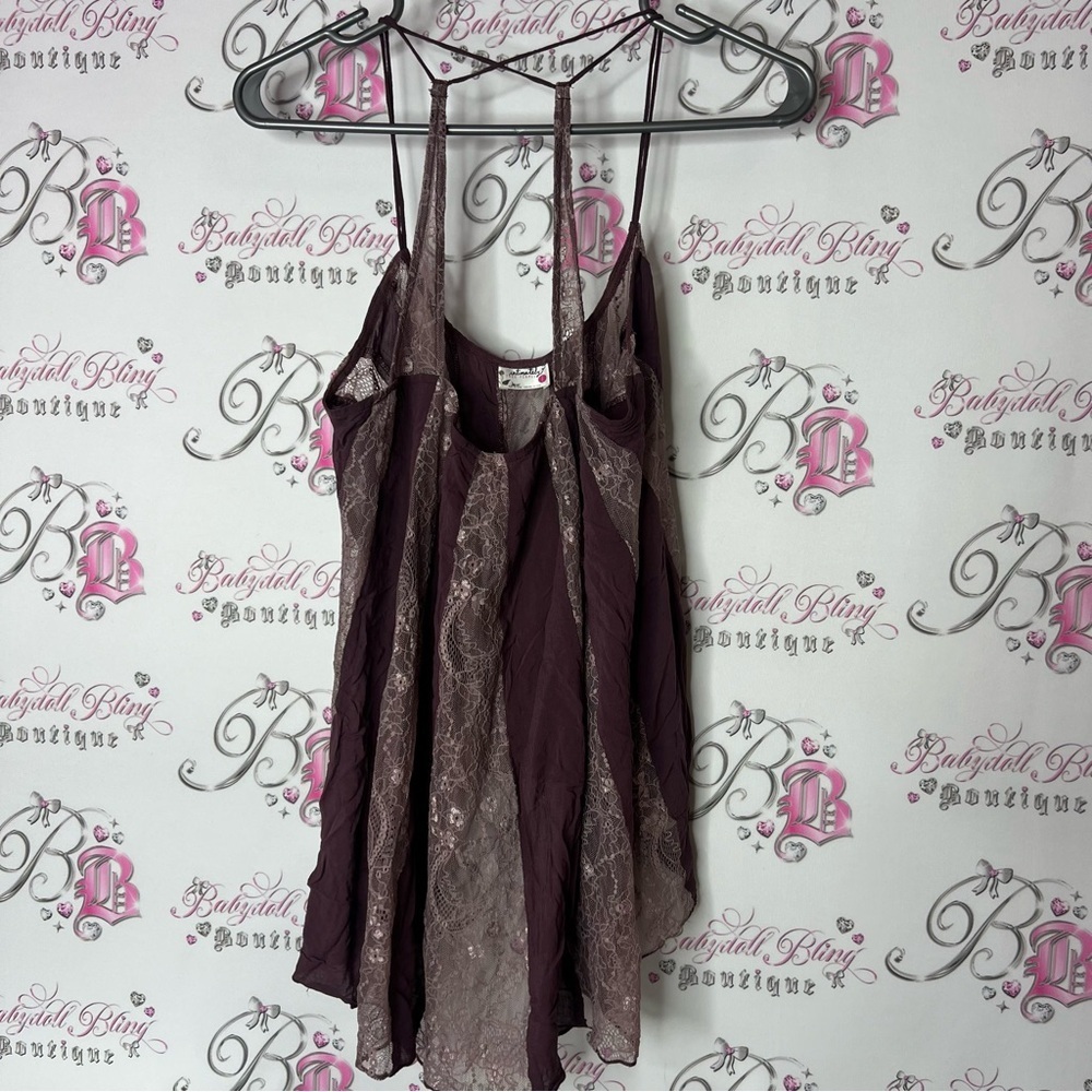 Free people intimately mini dress Lacie purple lace floral Elegant Lace Dress